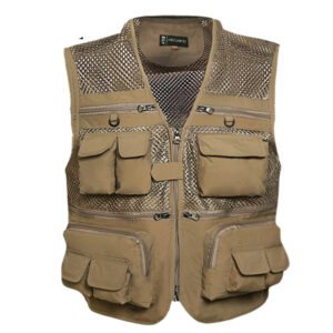 Videographer Vest Vest Director Reporter Mesh Vest – Khaki, 4XL