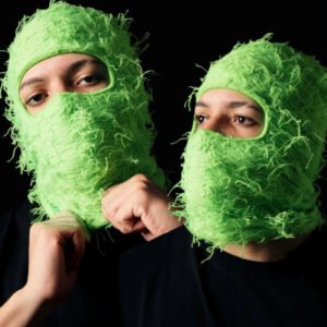 Balaclava Men’s And Women’s Knitted Camouflage Headgear Personality Fashion Wool Hat – Fluorescent Green, 56 59cm