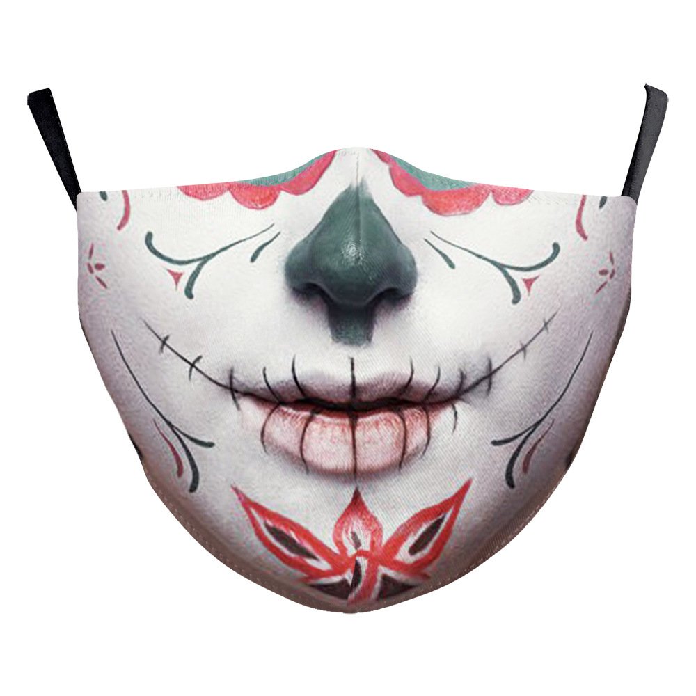 Halloween Digital Printing Funny Horror Face Double Layer Dust Mask - Image 10