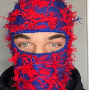 Balaclava Men’s And Women’s Knitted Camouflage Headgear Personality Fashion Wool Hat – Red Blue Camo, 56 59cm