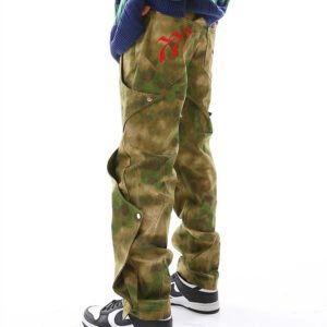 Camouflage Embroidered Multi Pocket Overalls For Men
