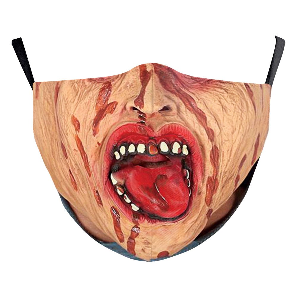 Halloween Digital Printing Funny Horror Face Double Layer Dust Mask - Image 4