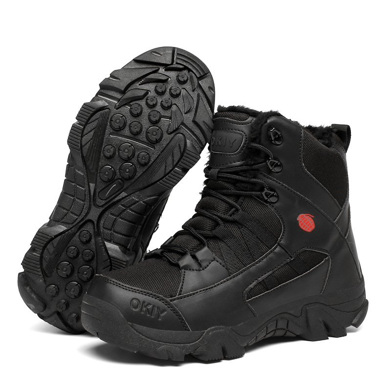 Men's Export Winter Camping Combat Military Fleece-lined Warm Snow Outdoor Climbing Boots Training Shoes - Image 2