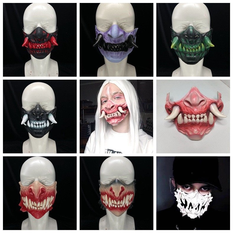 Compatible with Apple, New Product Zombie Teeth Half Face Mask Horror Mask Half Face Grimace Role-playing Props - Image 5