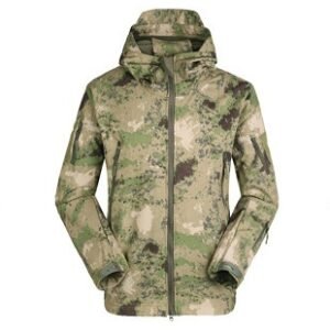 Shark skin soft shell men’s sport camouflage suit – Ruins green camouflage, M