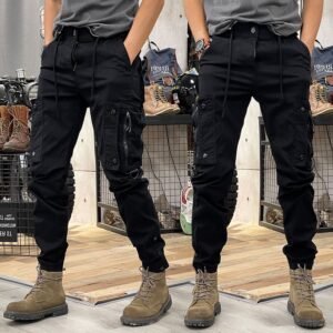 American Workwear Straight Functional City Outdoor Tactics Casual Pants – Black, 33