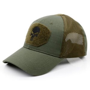 Skull embroidery baseball cap – Green, One size