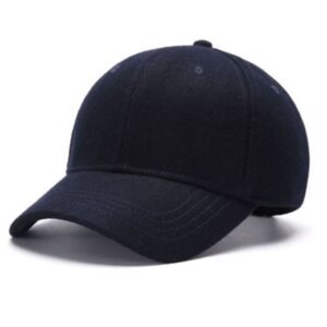 Solid color woolen baseball cap – Navy Blue, M