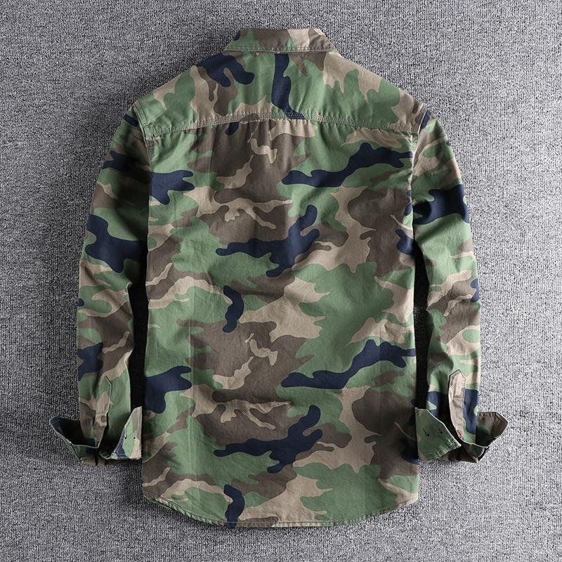 Washed Camouflage American Overalls Long Sleeve Shirt - Image 2