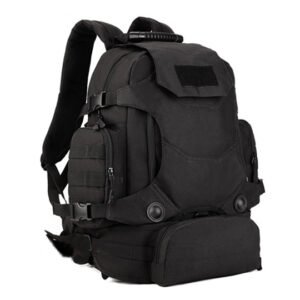 40 liters of outdoor three combination knapsack multifunction tactics double shoulder bag army camouflage mountaineering bag riding waist bag – Black