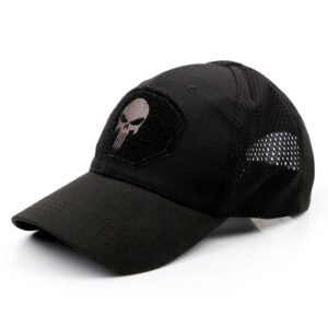 Skull embroidery baseball cap – Black, One size