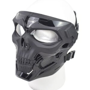 Skull camouflage tactical full face mask – Black