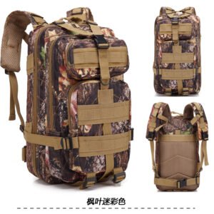 Camouflage Backpack Outdoor Sports Upgraded 3P Bag Camouflage Backpack Tactical Backpack Outdoor Camping Travel – Maple leaf fan color