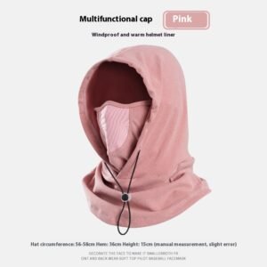 Winter Thermal Fleece Scarf Ski Face Mask Neck Warmer Hood Hat Windproof Cold Warm Riding Cap Sports Outdoor – Pink, Free Size Adjustable