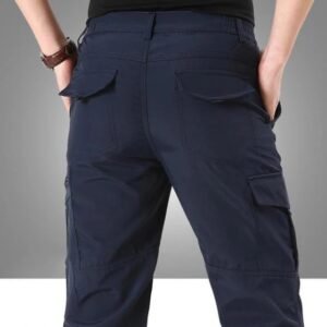 Outdoor Waterproof Quick Dry Stalker Slim Tactical Pants Spring Autumn Training Climbing Breathable Long Cargo Trousers Overalls – Navy blue, M
