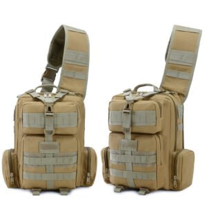 Tactical Army Fan Satchel Wild Fishing Cycling Sports Backpack – Khaki