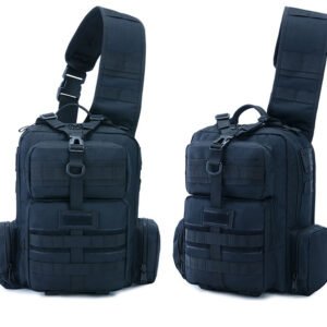 Tactical Army Fan Satchel Wild Fishing Cycling Sports Backpack – Black