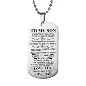 Stainless Steel Tag Necklace TO MY SON Letter Army Pendant – Silver
