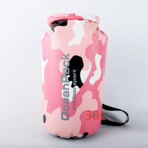 Camouflage Backpack Wear-resistant and Scratch-resistant Bucket Bag Waterproof and Moisture-proof for Outdoor Sports – Pink, 30L