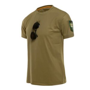 Outdoor T-shirt Men’s Loose Round Neck Tactical Short Sleeve – Brown, L