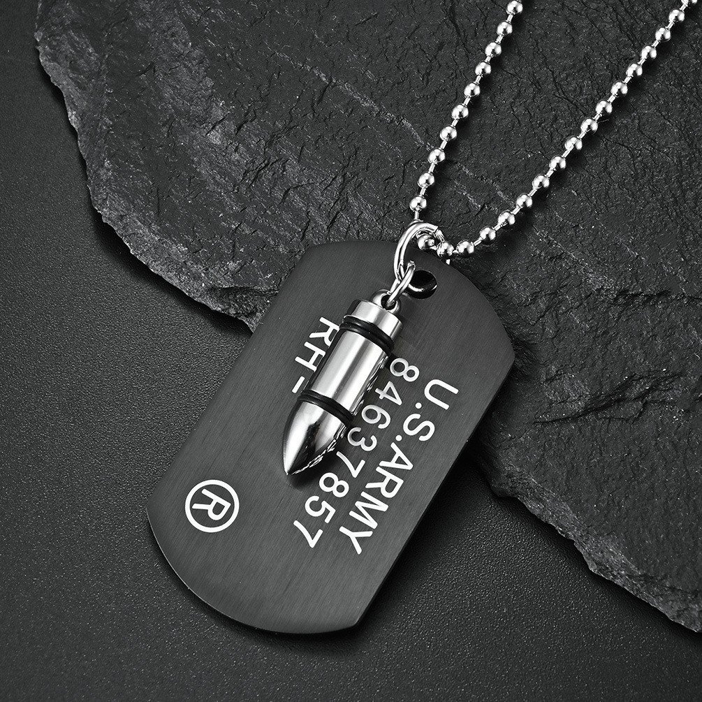 US Marine Corps US Army Army Brand Bullet Double Titanium Steel Necklace - Image 3