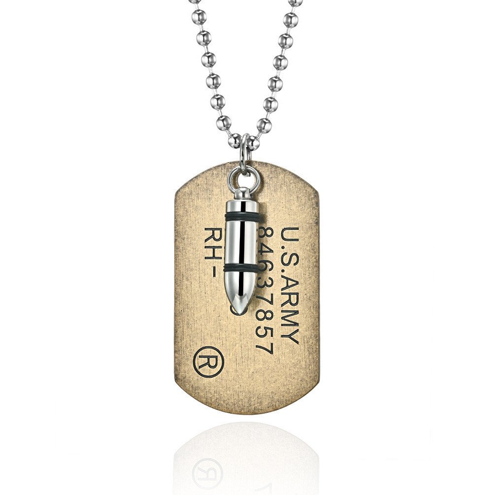 US Marine Corps US Army Army Brand Bullet Double Titanium Steel Necklace - Image 6