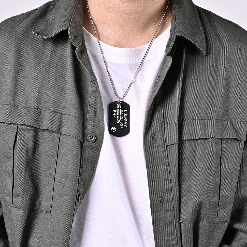 US Marine Corps US Army Army Brand Bullet Double Titanium Steel Necklace - Image 4