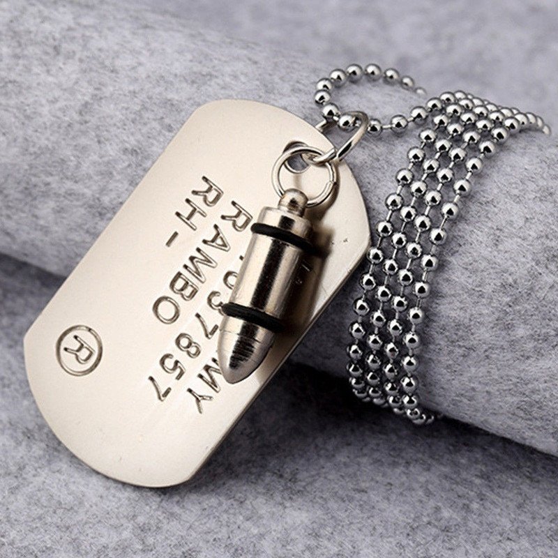 US Marine Corps US Army Army Brand Bullet Double Titanium Steel Necklace - Image 5