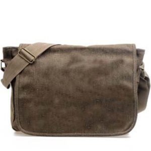 Army Green Old-Fashioned Nostalgic Green School Bag Canvas Shoulder Bag – Khaki