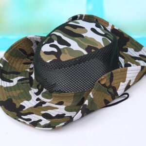 Spring And Summer Windproof Sunshade Outdoor Leisure Hat Breathable Sandal Hat Sunscreen Big Edge Male And Female Hat Camouflage Hat – Camouflage net white green
