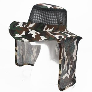 Spring And Summer Windproof Sunshade Outdoor Leisure Hat Breathable Sandal Hat Sunscreen Big Edge Male And Female Hat Camouflage Hat – Dark green with net