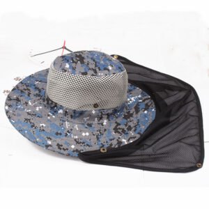 Spring And Summer Windproof Sunshade Outdoor Leisure Hat Breathable Sandal Hat Sunscreen Big Edge Male And Female Hat Camouflage Hat – Digital blue belt net
