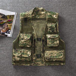 Summer Outdoor Men’S Camouflage Mesh Vest Photography Vest Quick-Drying Vest – Green camouflage, M