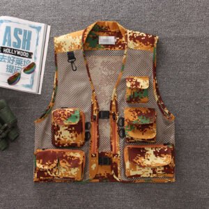 Summer Outdoor Men’S Camouflage Mesh Vest Photography Vest Quick-Drying Vest – Desert yellow, M