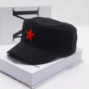 BaseballCap Flat Top Male Red Army Ap – Black, Adjustable