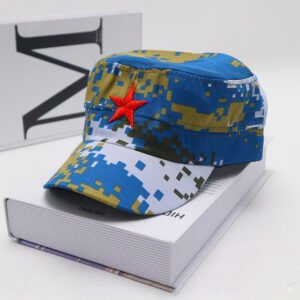 BaseballCap Flat Top Male Red Army Ap – Blue camouflage, Adjustable