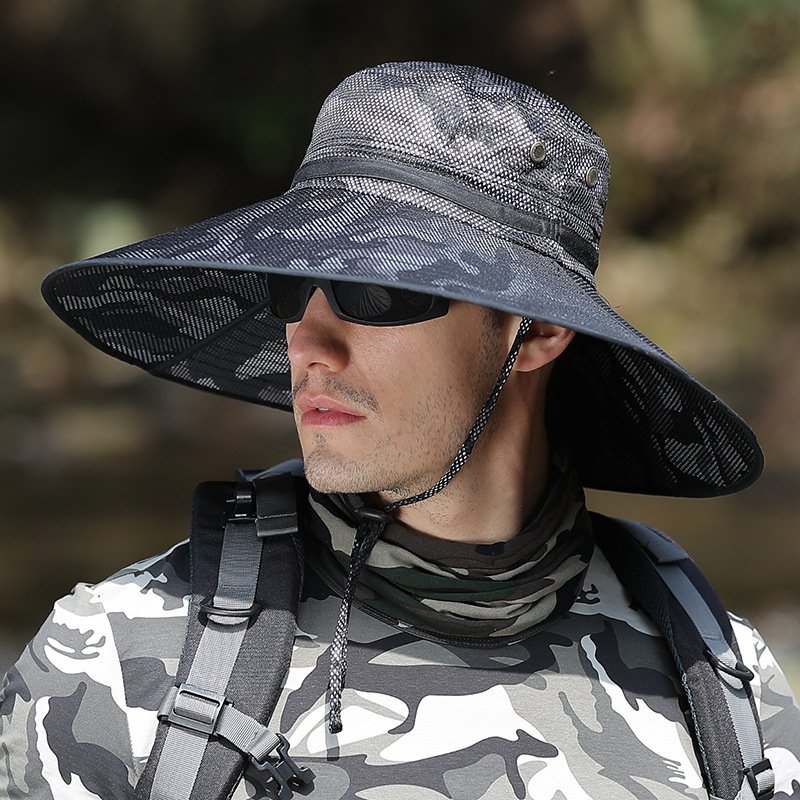 K51 Men's Summer Hat Outdoor Sun Screen Camouflage Hiking Hats Cycling Fishing Cap Big Brim Fisherman hat UV Protection - Image 3
