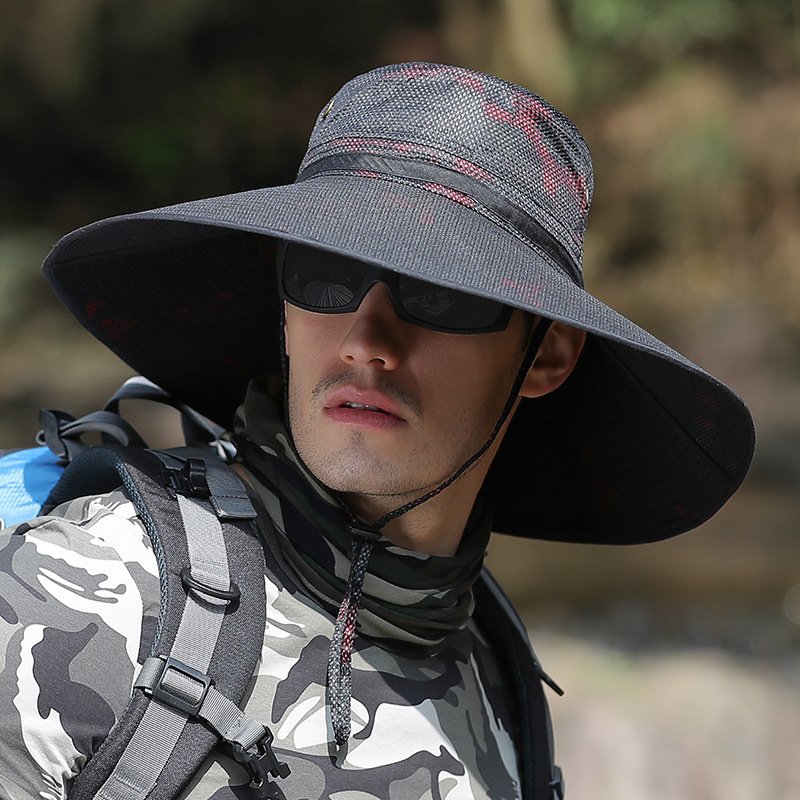 K51 Men's Summer Hat Outdoor Sun Screen Camouflage Hiking Hats Cycling Fishing Cap Big Brim Fisherman hat UV Protection - Image 6