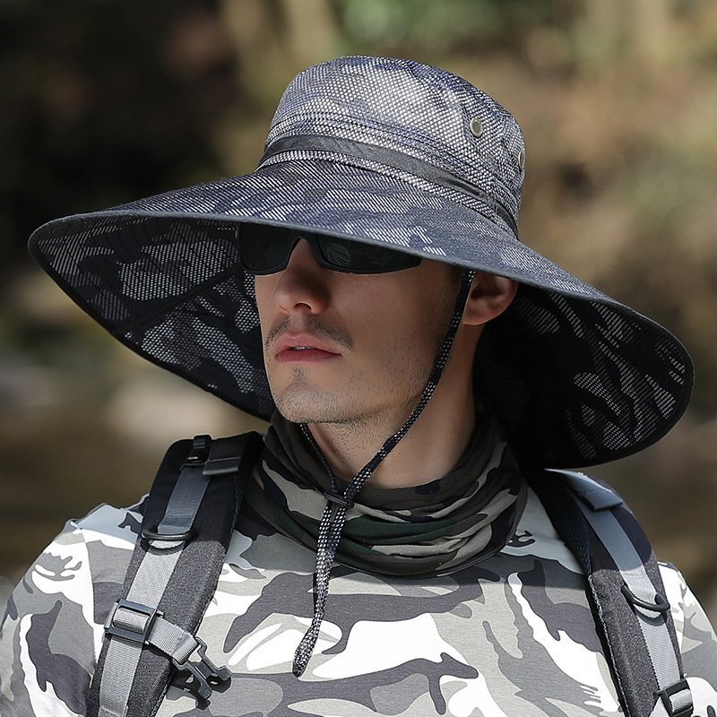 K51 Men's Summer Hat Outdoor Sun Screen Camouflage Hiking Hats Cycling Fishing Cap Big Brim Fisherman hat UV Protection - Image 5