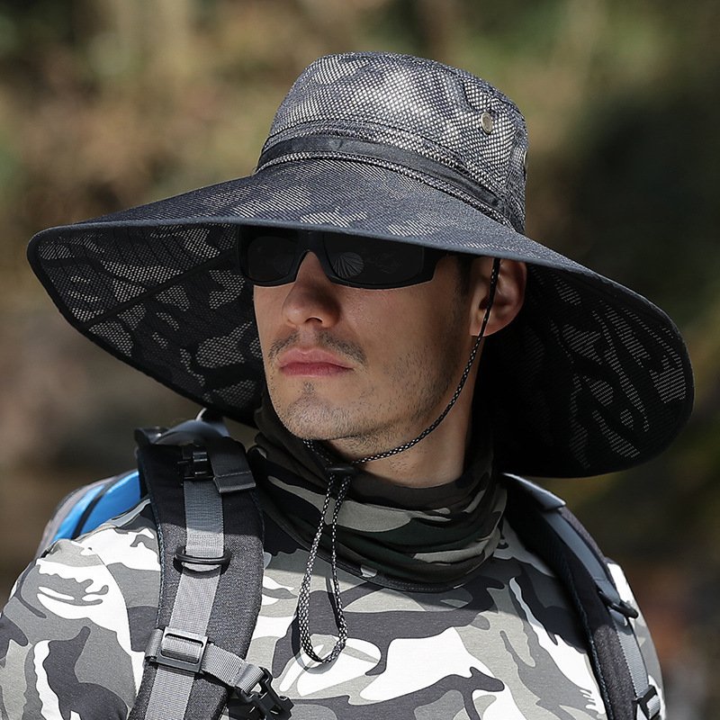 K51 Men's Summer Hat Outdoor Sun Screen Camouflage Hiking Hats Cycling Fishing Cap Big Brim Fisherman hat UV Protection - Image 2