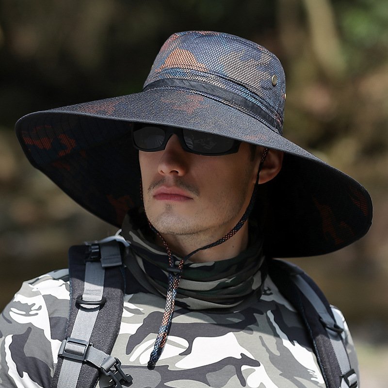 K51 Men's Summer Hat Outdoor Sun Screen Camouflage Hiking Hats Cycling Fishing Cap Big Brim Fisherman hat UV Protection - Image 4