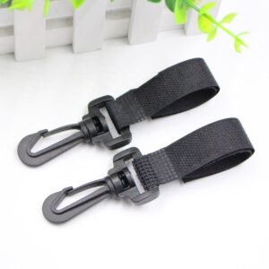 360 Degree Rotation High Quality Nylon Velcro Baby Carriage Hook Aluminum Carabiner Baby Carriage Accessories – Two velcro