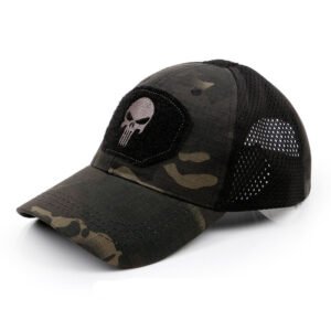Skull Camouflage BaseballCap Tactical Army Fan Outdoor Sports Hat Velcro Hat Sunshade Hat Mesh Hat – I