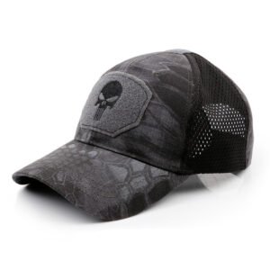 Skull Camouflage BaseballCap Tactical Army Fan Outdoor Sports Hat Velcro Hat Sunshade Hat Mesh Hat – J