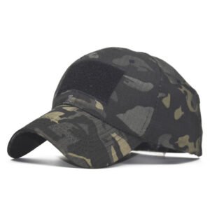 Velcro camouflage baseball cap tactical cap baseball cap – 03Black, One size