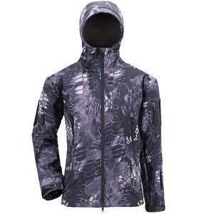 Shark skin soft shell men’s sport camouflage suit – Black Python, S