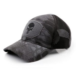Skull embroidery baseball cap – Black python pattern