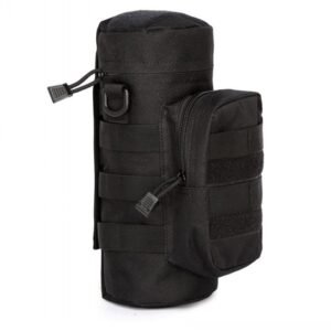 Outdoors Molle Water Bottle Pouch Tactical Gear Kettle Waist Shoulder Bag for Army Fans Climbing Camping Hiking Bags – Black, 5 inch