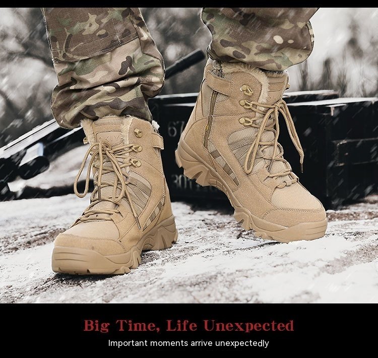 Men's Export Winter Camping Combat Military Fleece-lined Warm Snow Outdoor Climbing Boots Training Shoes - Image 9