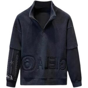 American-style Zipper Pocket Tactical Fleece Sweater Men’s Hooded Thickened Thermal – W85 Black, M